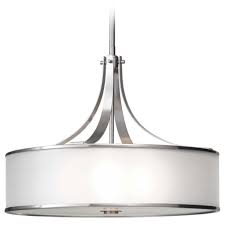 Drum Pendant Light With Silver Shade In Brushed Steel Finish F2343 4bs Destination Lighting