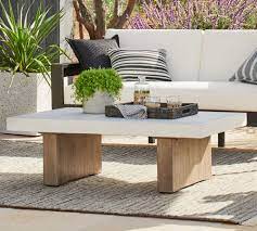 Irregular granite stone coffee table indoor and outdoor furniture. Pomona Indoor Outdoor 50 Concrete Fsc Acacia Coffee Table Pottery Barn