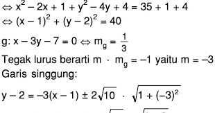 Maybe you would like to learn more about one of these? Salah Satu Persamaan Garis Singgung Lingkaran X2 Y2 2x 4 Y 35 0 Yang Tegak Lurus Mas Dayat