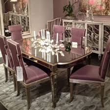 John Richard Antique Mirrored Dining Table Solid Antique Mirror Top With Parisian Silver Finis High Point Furniture High Point Furniture Market Dining Cabinet