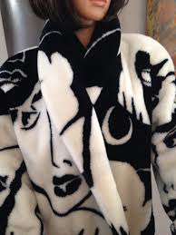 Black And White Polka Dot Fur Coat Vintage Donnybrook Faux Fur Coat Black And White Picasso Faces Rhianna Oversized Avant Garde Graphic No Black Faux Fur Coat Black Coat Faux Fur Coat