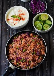 Purple Cabbage Rice Recipe Red Cabbage Pulav Maayeka Recipe Cabbage Recipes Indian Indian Food Recipes Vegetarian Rice Recipes