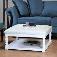 Coffee table with tufted top sofa colors with grey. Cairona Tufted Bi Cast Leather 34 Inch Shelved Ottoman Table More Colors Overstock 30562434