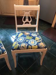 This Is My First Chair Reupholstering Experience I Repaired Sanded And Painted Four Cast Off Dining Chairs From The Vinyl Chairs Chair Seat Covers For Chairs