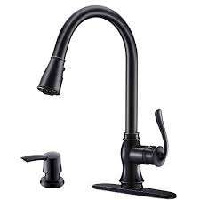 Pull out faucet is a low profile kitchen faucet and is also applicable in cases where it has limited height to work with. Patented Single Handle Pull Down Kitchen Faucet With Sprayer Oil Rubbed Bronze Antique One Hole High Arc Pull Out Kitchen Sink Faucets And Soap Dispenser Appaso Walmart Canada