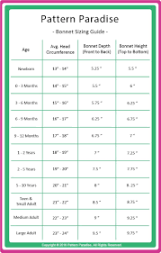 crochet bonnet sizing chart crochet hat sizing crochet