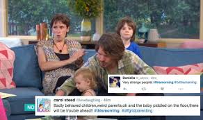 At the time of adele and matt's interview explaining their lifestyle, their daughter . Shock Moment On This Morning Viewers Blast Eco Parents As Toddler Wees Live On Floor Tv Radio Showbiz Tv Express Co Uk