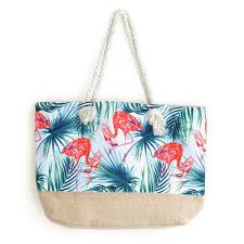 Flamingo Baskili Cok Renkli Su Gecirmez Plaj Cantasi Moda1001 Plaj Cantalari Canta Plaj Cantalari Plaj