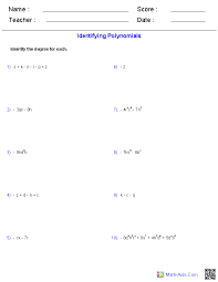 A polynomial that divides evenly into another; Pre Algebra Worksheets Monomials And Polynomials Worksheets
