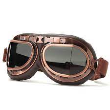 Vintage Pilot Helmet Steampunk Copper Motorcycle Scooter Helmet Glasses Goggles Anti Uv Scooter Helmet Scooter Cycling Glasses