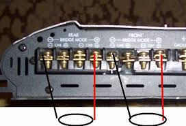 Image of the rear of a home stereo receiveramplifier. How To Bridge A 4 Channel Car Amp To 1 Sub How To Install Car Audio Systems