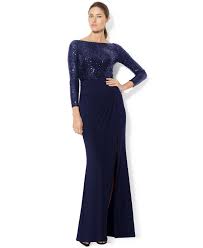 Lauren Ralph Lauren Long Sleeve Sequin Gown Dresses Women Macy S Black Sequin Gown Gowns Dresses Long Sleeve Sequin