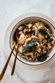 Tagliatelle with Mushrooms & Sage Butter - Le Petit Eats