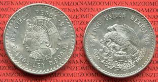 Vom einen zweigende zum anderen reicht ein bogen mit den worten „estados unidos mexicanos. Mexiko Mexico 1948 5 Pesos Silber Cuauhtemoc Stempelglanz Feine Tonung Ma Shops