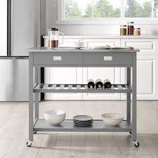 Crosley stainless steel top rolling kitchen cart/island with removable shelf. Mercury Row Ansell Kitchen Island With Stainless Steel Top Reviews Wayfair