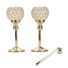 Crystal glass candle sticks 8 tall candle holders set of 2. Lindlemann Tall Crystal Candle Holders Set Of 2 With Candle Snuffer Ornate Centerpieces For Tables For Use With Candlesticks Tealight Voltive And Flameless Candles Gold 10 Inches Pricepulse