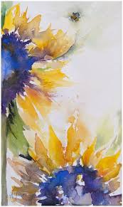 Brilliance A Sunflower Study Exploring Complementary Colours Art Painting Watercolor Sunflower Watercolor Flowers