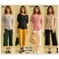 Baju blouse kerja wanita terbaru kualitas import. Baju Atasan Lengan Pendek Korset Blouse Wanita Korea Import Pink Black Terbaru 2018 Ame259 Elevenia