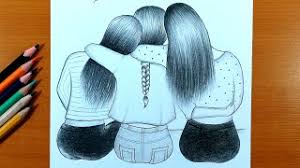 See more ideas about bff drawings drawings of friends drawings. Best Friends How To Draw 3 Friends Hugging Each Other Pencil Sketch Tutorial Youtube