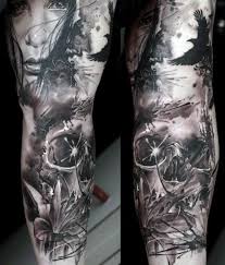 This is a perfect couple tattoo idea. 50 Skull Sleeve Tattoos For Men Masculine Design Ideas