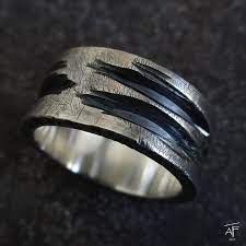 Unusual Silver Ring Rustic Mens Alternative Wedding Rustic Wedding Rings Sterling Silver Wedding Rings Rustic Rings