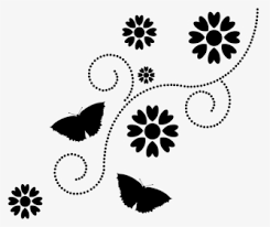 Flower Silhouette Png Flower Silhouette Floral Design Butterfly And Flower Silhouette Transparent Flower Silhouette Black And White Background Black Floral