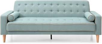 Furniture of america preston leather tufted sleeper sofa bed. Glory Furniture Navi Collection G833as 82 Sleeper Sofa With 2 Bolster Pillows Tapered Wood Legs Track Arms Button Tufted Cushions Heavy Duty Springs And Faux Leather Upholstery In Light Blue Color