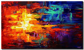 Blue and yellow abstract art. Painting For Sale Canvas Print Of Bold Colorful Red Blue And Yellow Abstract 6408