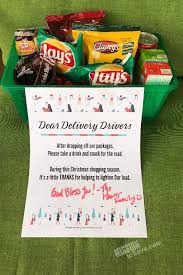 Holiday Delivery Drivers Thank You Snacks Printable Sign Christmas Gift Delivery Thank You Baskets Delivery Driver