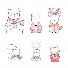 Draw Set Animal For Christmas Day And Ne Premium Vector Freepik Vector Christmas Ne Christmas Decorations Drawings Christmas Drawing Christmas Doodles