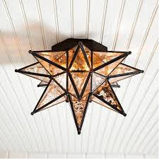 Moravian Star Ceiling Mount W Mercury Glass I Ballarddesigns Com Star Light Fixture Moravian Star Light