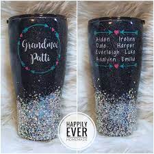 Grandma Grandkids Glittered Tumbler Diy Tumblers Diy Cups Glitter Tumbler