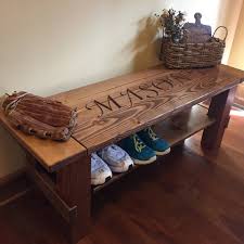 Personalized Entryway Bench With Shelf Farmhouse Dining Etsy Entryway Table With Storage Dining Table With Storage Dining Table With Bench