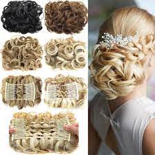 Large Comb Clip In Curly Synthetic Hair Pieces Chignon Updo Cover Hairpiece Extension Hair Bun Curly Bun Hairstyles Bun Hairstyles Curly Hair Styles