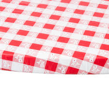 Accessorize your tablecloths with our matching tableware and tabletop decor. Creative Converting 37288 Stay Put Red Gingham 60 Round Plastic Tablecloth With Elastic