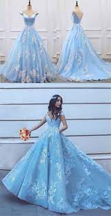 A Gorgeous Light Blue Ball Gowns Prom Dresses With Lace Embroidery Makes Your Cinderella Dream Come Ball Dresses Light Blue Prom Dress Quinceanera Dresses Blue