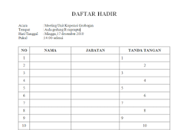Check spelling or type a new query. Contoh Form Daftar Hadir Rapat Yang Sering Digunakan Perusahaan Update Informasi Menarik