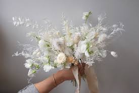 Reason #56 to get on board with dried flower bouquets: Dried Fresh Floral White Bouquet Dried Flowers Wedding White Wedding Flowers Beautiful Bridal Bouquet