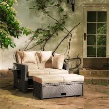 Aluminium luxury rattan garden furniture sofa lounge set outdoor wicker grey new. Komfortzone Rattan Lounge Sofa Zweisitzer Polyrattan Klapptische