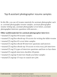 top 8 assistant photographer resume samples