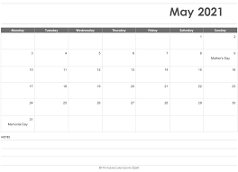 May 2021 blank calendar template. Editable May 2021 Calendar