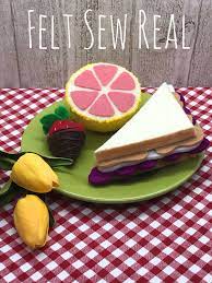Felt Peanut Butter Jelly And Fluff Sandwich Felt Food Realistic Play Food Felt Fruit