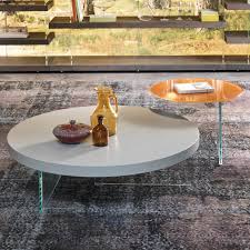 The coffee table creates a common focal point in any living room and is essential in serving and entertaining guests. Contemporary Coffee Table Air Lago Lacquered Wood Glass Round