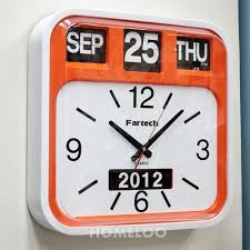 Fartech Retro Modern 17 Big Time Calendar Flip Wall Clock Orange Ebay Retro Wall Clock Wall Clock Big Wall Clocks