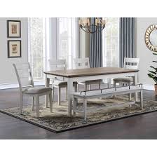 Dining set, (dining table, 4 side chairs & bench) new! Pendleton Modern Farmhouse 6 Piece Formal Dining Set With Bench Sadler S Home Furnishings Table Chair Set With Bench