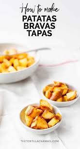 Patatas Bravas The Best Spanish Potatoes Recipe The Tortilla Channel Recipe Spanish Potatoes Tapas Recipes Patatas Bravas Recipe