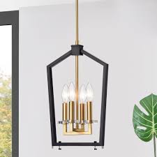 Shop Rame 4 Light Black And Gold Pendant Lamp Overstock 25446854