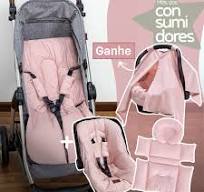 Combo Capa Bebê Conforto + Colchonete Anatômico + Capa Carrinho + Capa para  Cobrir Bebê Conforto - Cor Rosê - 06 Peças