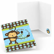 Add text, photos, & design online. Blue Monkey Boy Baby Shower Thank You Cards 8 Ct Bigdotofhappiness Com