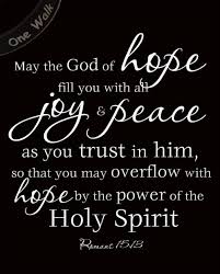Image result for images hope by the power of the Holy Spirit